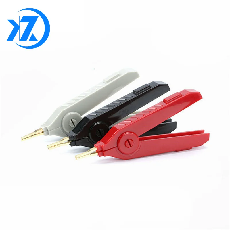 2PCS Alligator Clip 90mm Kelvin Copper Gold Plate Clip LCR Test Clip Grey/Black/Red For Precision Instruments