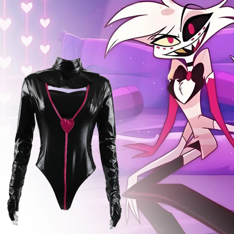 DY20エンジェルダストコスプレファンタジーアニメ漫画ホテル変装コスチューム手袋蝶ネクタイピンクドレス衣装女性ハロウィンroleplay25