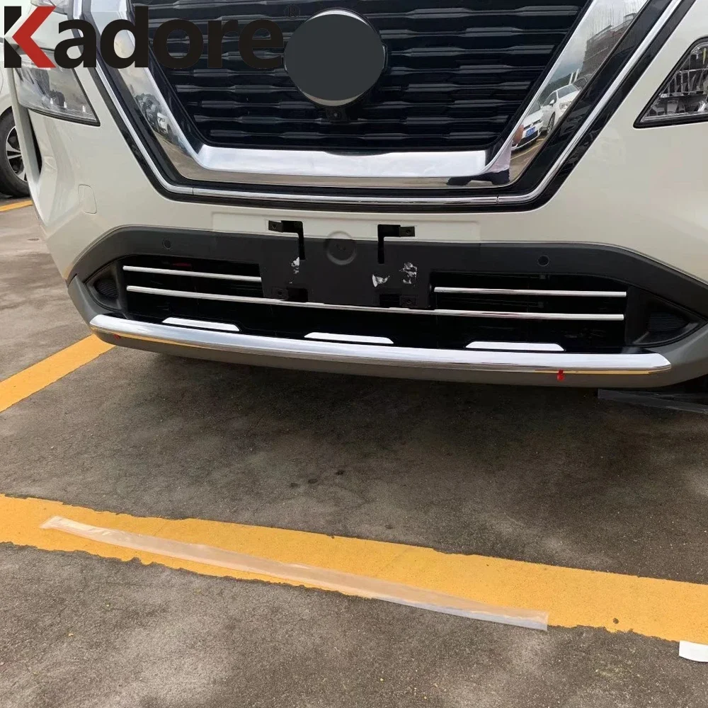 For Nissan Rogue X-trail T33 2021 2022 2023 Chrome Car Front Bottom Bumper Cover Trim Head Grille Molding Strip Accessories
