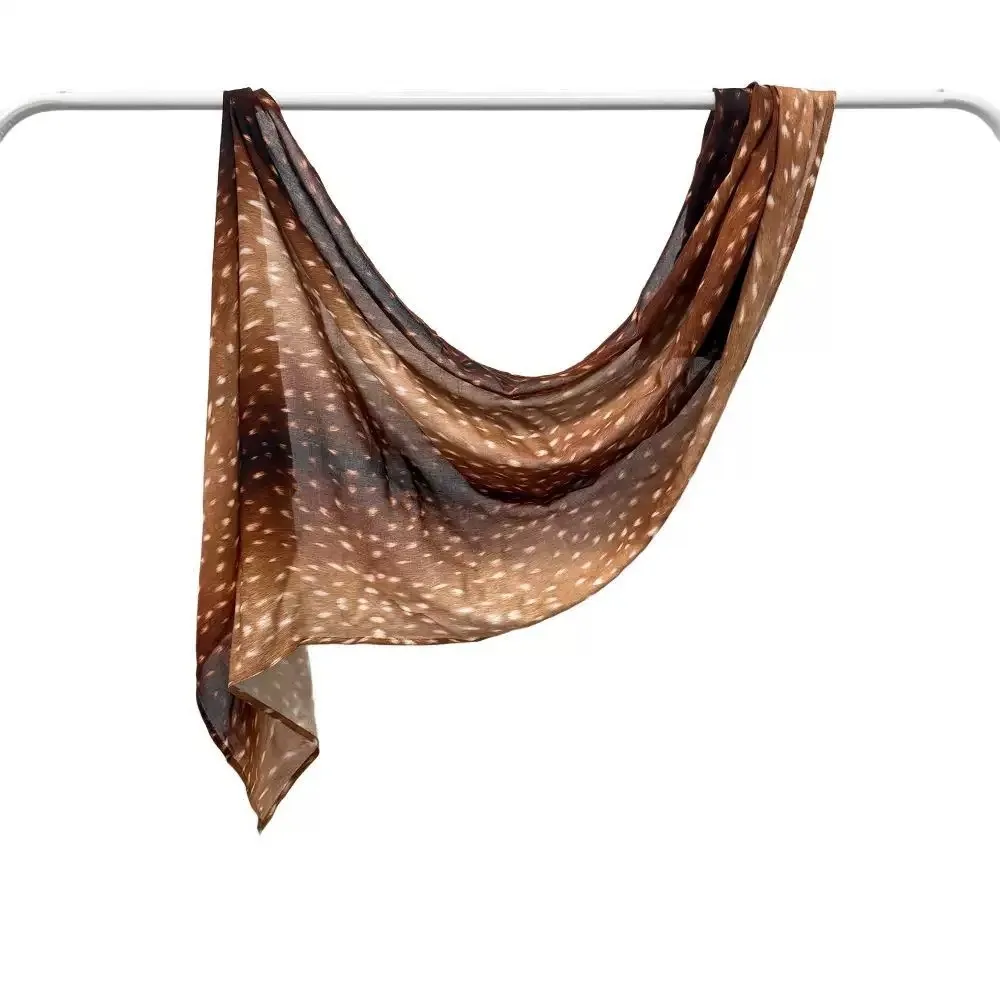 

Elegant Animal Print Hijab Scarf Long Modal Islamic Turban Wide Edge All-march Wraps Shawl Party