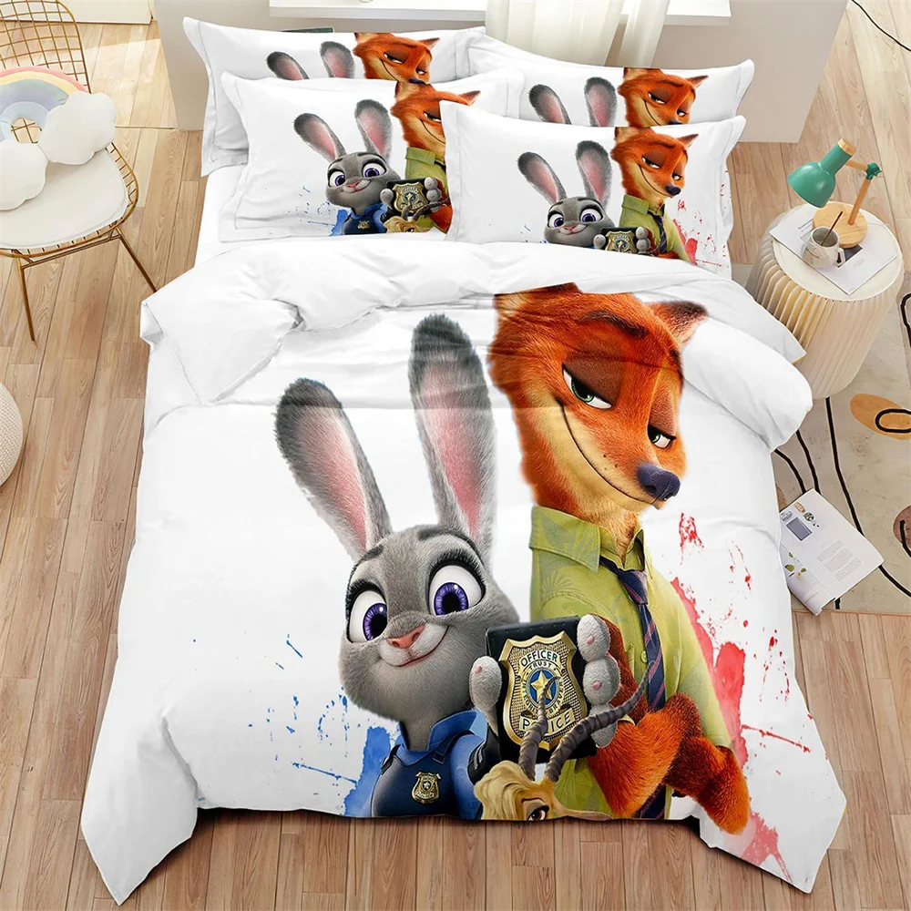 

Disney Cartoon Zootopia Zootropolis 3d Printed Bedding Set Queen King Size Duvet Cover Set Soft Comforter Cover Pillowcase Set