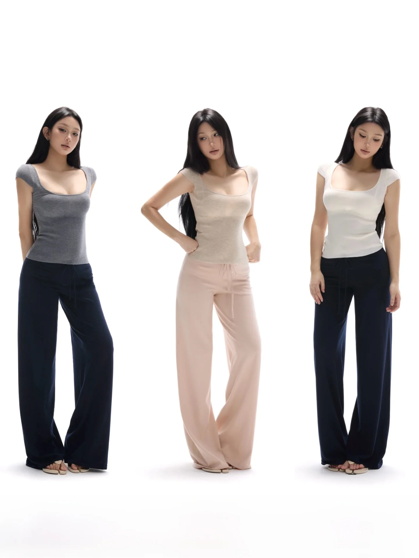 

Женский трикотажный топ Itsdinn из смесовой шерсти, удобный, с завышенной талией, повседневный летний топ U-образной формы