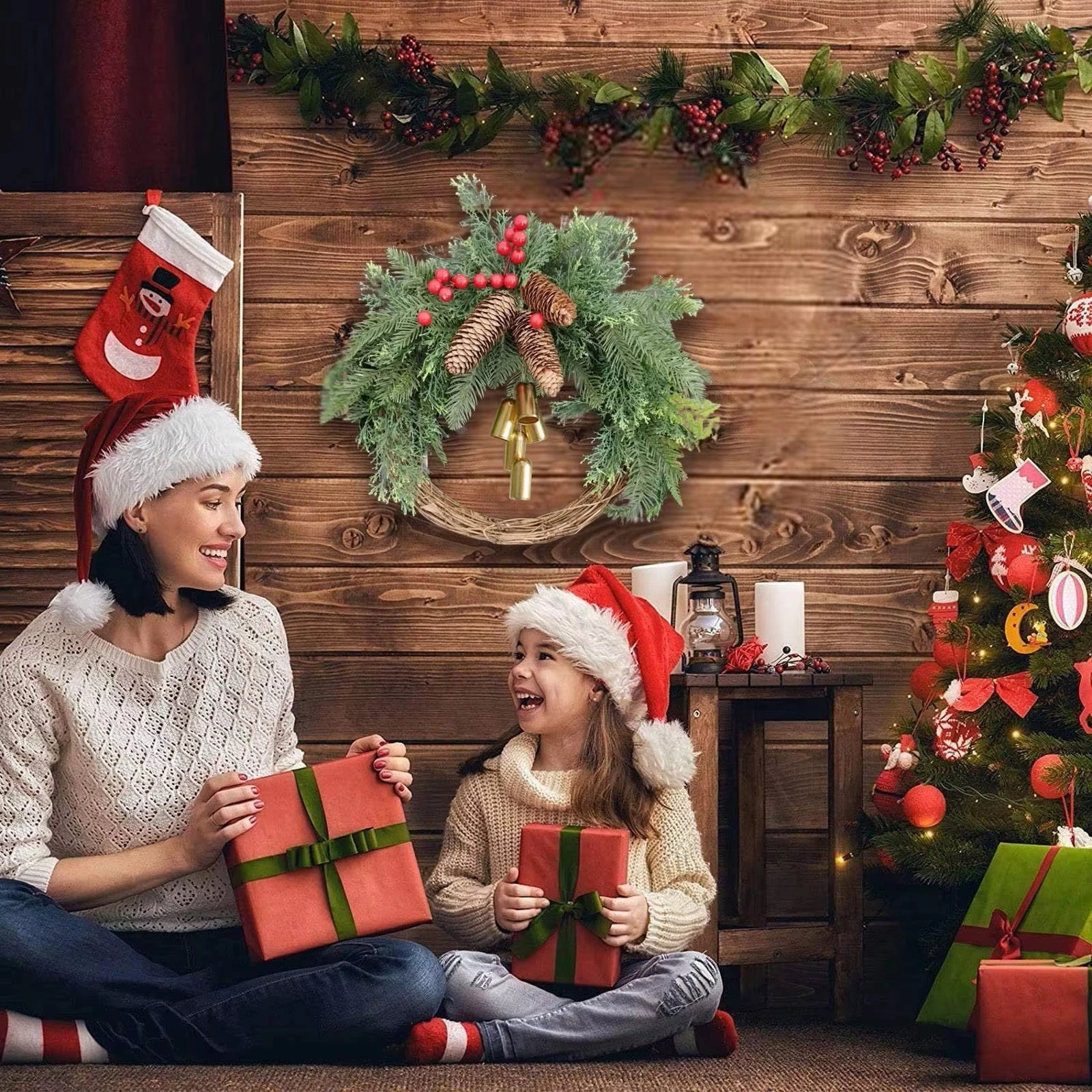 Boho Krans Handgemaakte Kerstdag Krans Deurdecoratie Krans Kunststof Voor Thuis Kerstfestival Muur