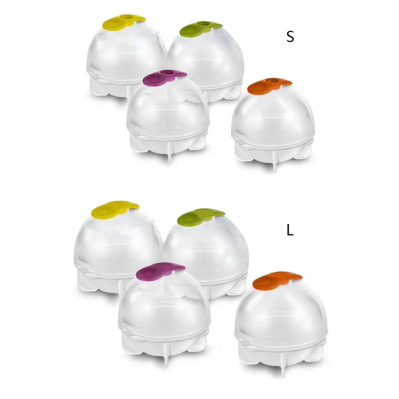 Round Ball Maker Molds Silicone Lids 4-Pack Cocktail Ice Balls