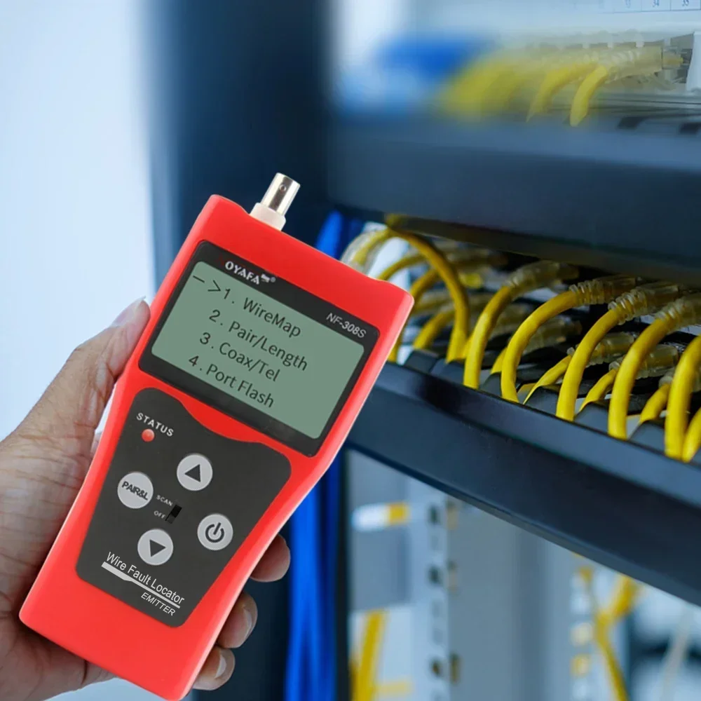 Noyafa NF-308 Network monitoring cable tester LCD Wire Fault Locator LAN Measure Network Coacial BNC USB RJ45 RJ11 red color