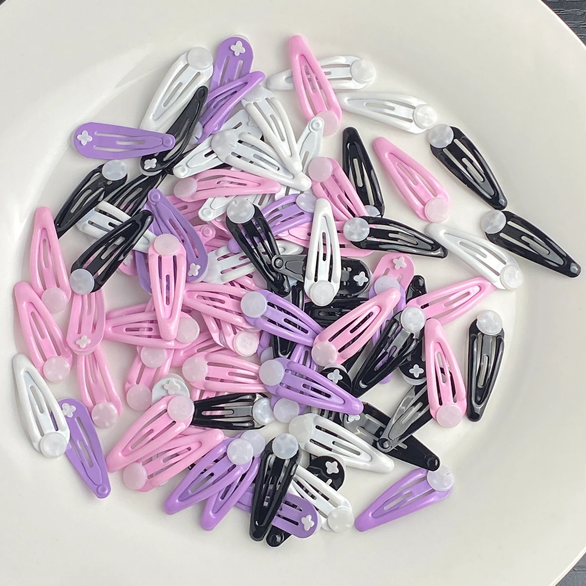 3cmメタルスナップBBヘアクリップ、接着パッド付きDIYサイドバレッタ、ミニヘアクリップ、女の子、子供用ヘアセットアクセサリー 1