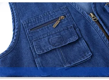Multi Pocket Cotton Denim Vest Men Casual With16 Pockets Sleeveless Jackets Male Outdoor Photograph Waistcoat Plus Size 5XL 5 Multi Pocket Cotton Denim Vest Men Casual With16 Pockets Sleeveless Jackets Male Outdoor Photograph Waistcoat Plus Size 5XL 5