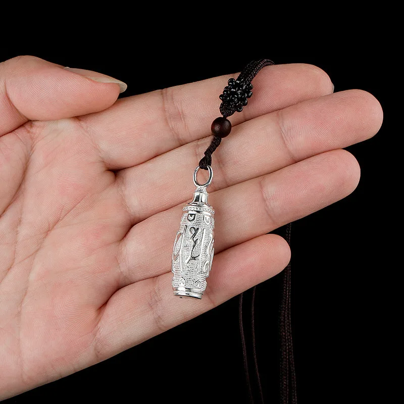 محظوظ التايلاندية الفضة ست كلمات تعويذة جا U سيارة زخرفة للرجال والنساء الأزواج شخصية قلادة سحر