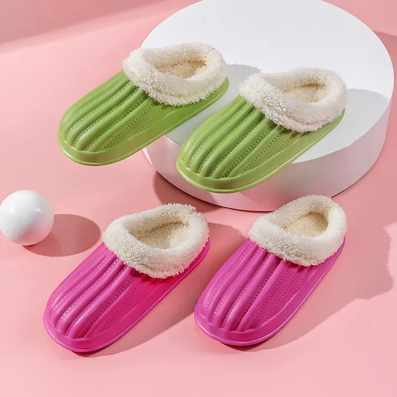 Cotton slippers women's cute home EVA lightweight warm mop detachable couple outside wearing cotton slippers waterproof shoes