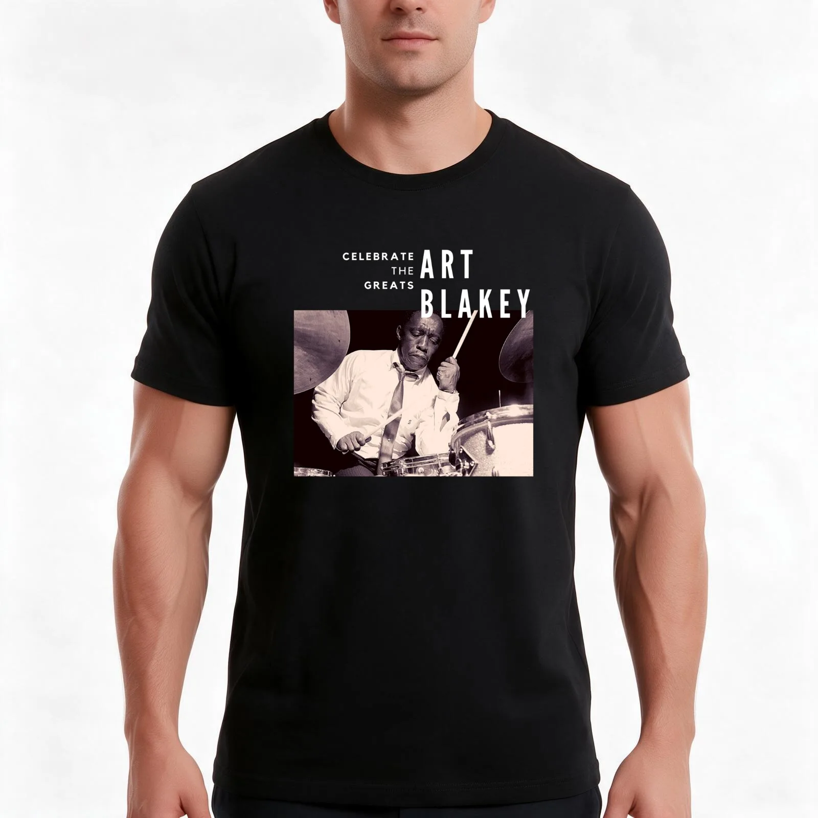 Art Blakey: Great Jazz Drummer/ Musician T-Shirt, Summer Casual Cotton Tee, Oversized Streetwear Tops, Vintage Graphic Print