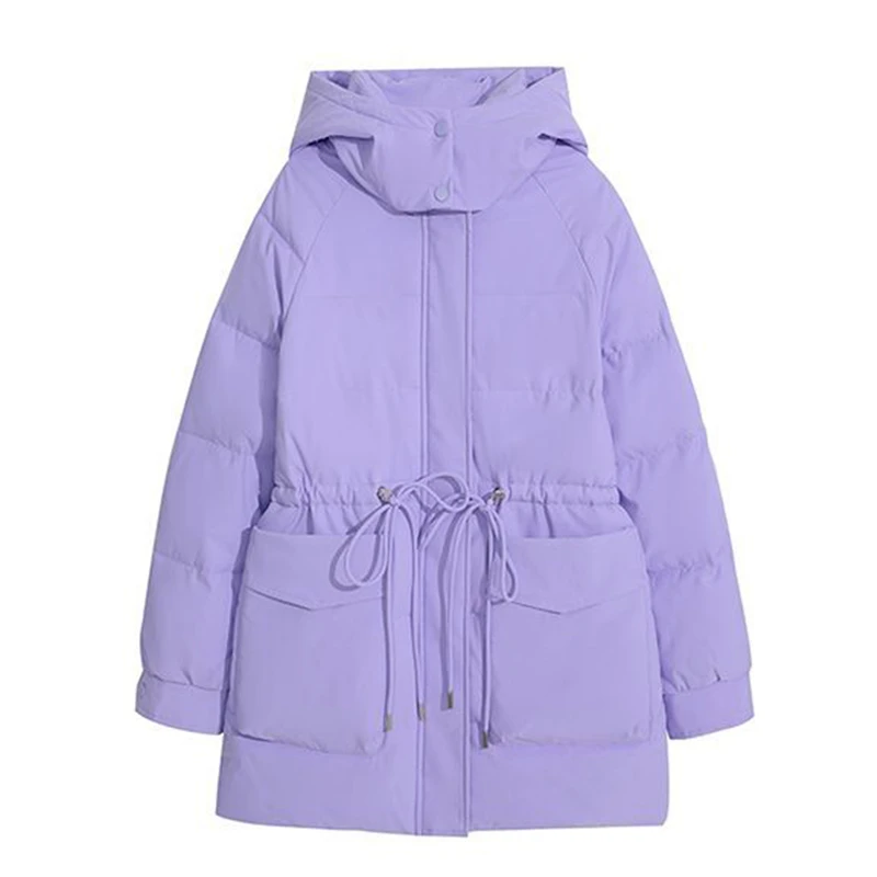 Giacca invernale in cotone medio-lungo donna 2023 nuovo cappotto con cappuccio colletto rialzato moda capispalla allentata addensare Parka soprabito femminile