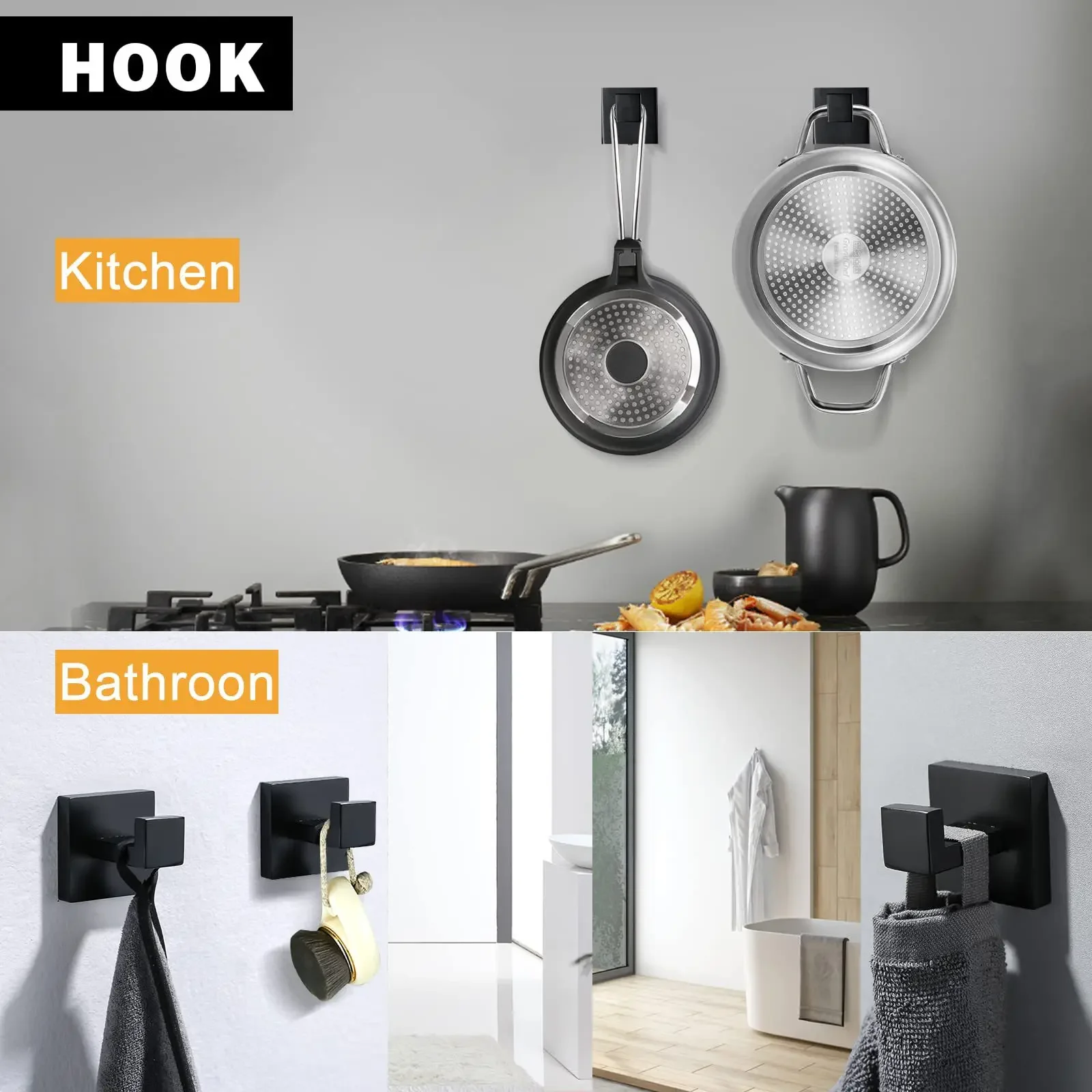 Bathroom Hardware Set Accessories Black Shelf Robe Hook Hanger Towel Rail Bar Rack Tissue Paper Holder Stainless Steel