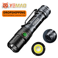 YEMAO A6 2200 Lumens EDC Flashlight Tactical Long Range Torches Dual Switch 18650 Flashlights USB C Charging Powerful Light