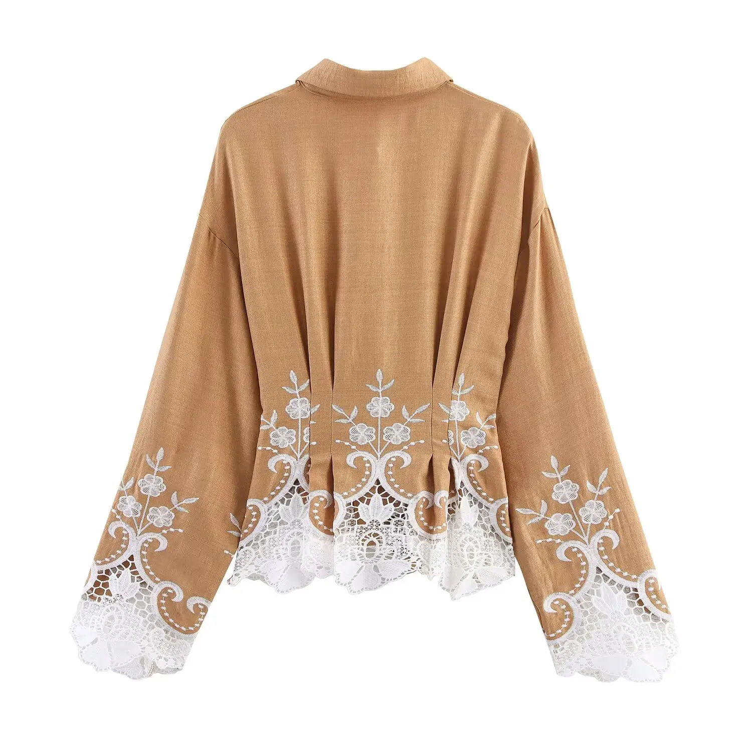 ZBZA Primavera Nuove Donne Faion Design Ricamato Scava fuori Pendolari Sle irt Casual Loose Fit Lungo Sve Ne