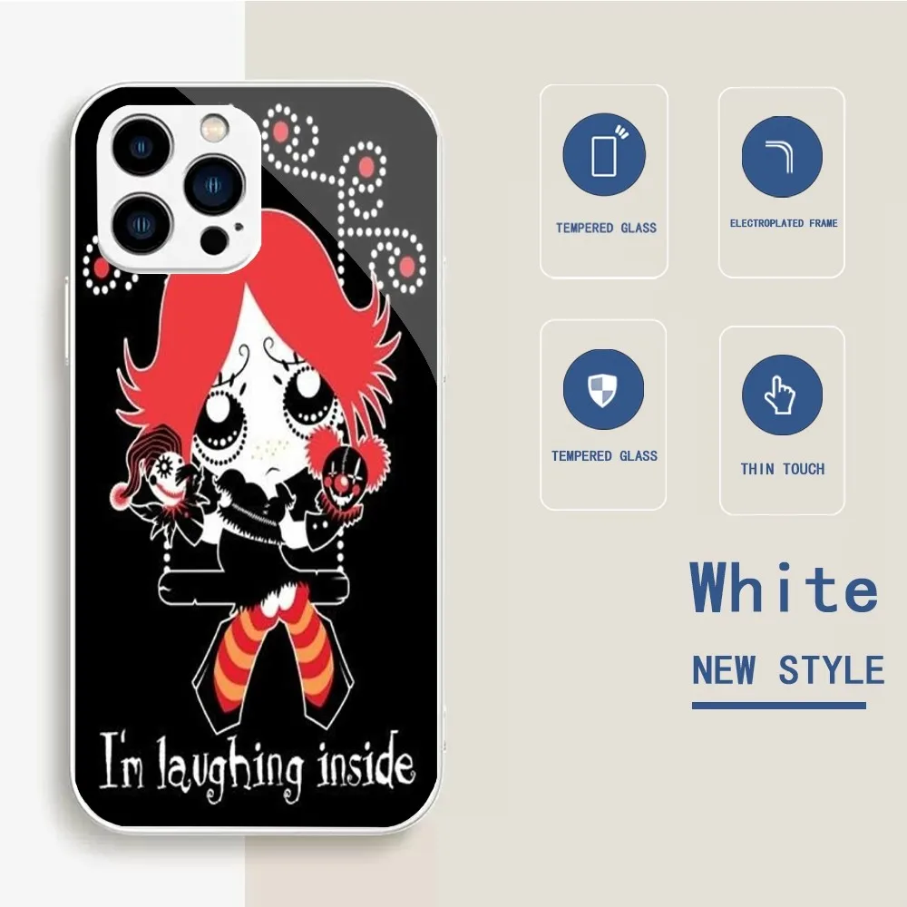 Cartoon Ruby Gloom Phone Case For iPhone 14Plus 14 13 12 11Pro Max X XS XR Fashion Metal Electroplated Glass Phone Case