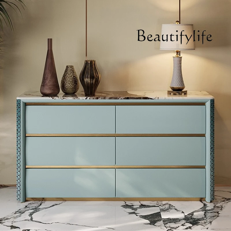 

Italian light luxury bucket cabinet fashionable marble high-end TV cabinet bedroom storage porch storage cabinet