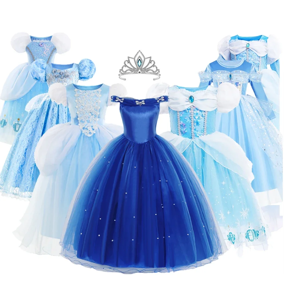 Girls Cinderella Cosplay Costume For Children Baby Girl Kids Halloween Birthday Party Dress Princess Costume