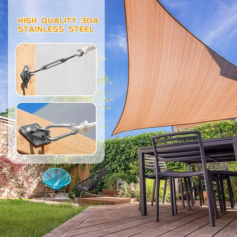 Imagem -06 - Kit de Hardware Sunshade Sail Triângulo Retangular Sun Shade Sails Instalação Canopy Aço Inoxidável 304 Conjunto Acessórios 52 Pcs