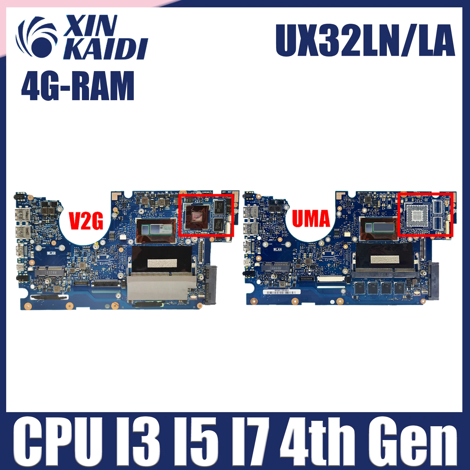 UX32L Notebook Mainboard For ASUS UX32LN UX32LA BX32LN BX32LA UX32LA-LN Laptop Motherboard CPU I3  4th Gen 4G/RAM GT840M