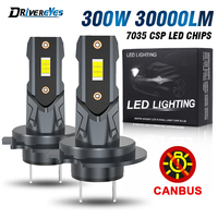 2PCS LED H7 Headlights Bulbs 300W 30000LM Car Light 7535 CSP Chips STG High Low Beam 6500K 1:1 Mini Size Plug and Play 12V 24V