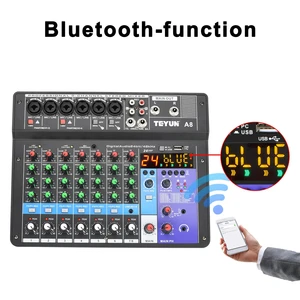 Teyun-DJ Sound Mixture table console, audio mixer, bluetooth, USB Play, recording controller, console mix, 24 DSP effect, 8 6 4 channels, 48V 12 Main DJ Controller Sales - №8