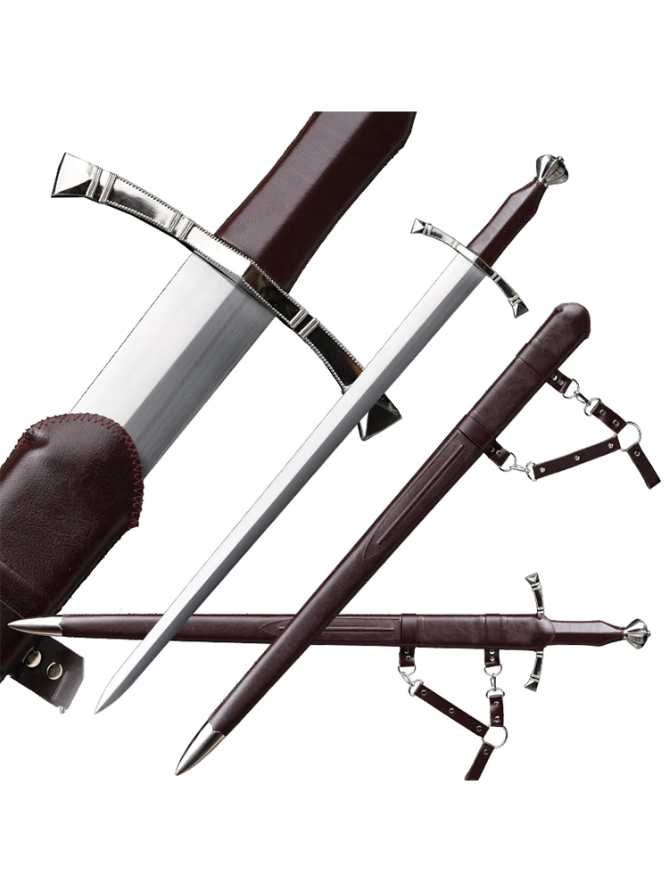 Training Sword Steel Bastard Crusader's Sword,Knights Medieval Swords Real Steel,Type of European Sword, Long Sword