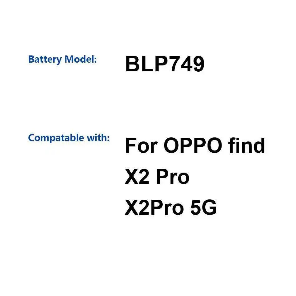 

Премиум-сменный аккумулятор BLP749 2000 мАч для мобильного телефона для Oppo Find X2 Pro 5G
