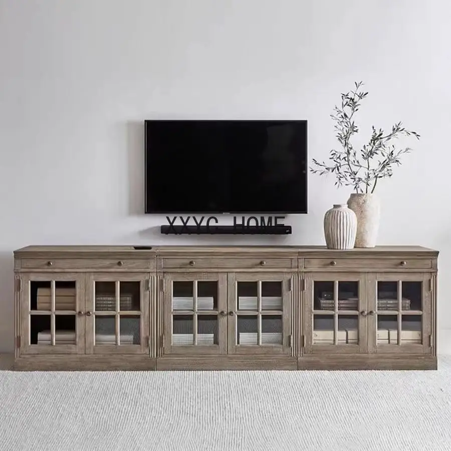 

American Country Retro Storage TV Cabinet Sideboard Cabinet Glass