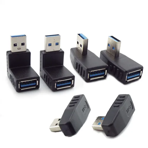 Adaptador USB 3,0 A macho a hembra, extensor de extensión, conector acoplador de ángulo de 90 grados para ordenador portátil D5