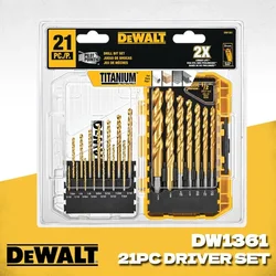 DEWALT Titanium Nitride Coated Drill Bit Set Pilot Point 21-Piece Twist Drill Bits Sets Dewalt Power Tool Accessories DW1361