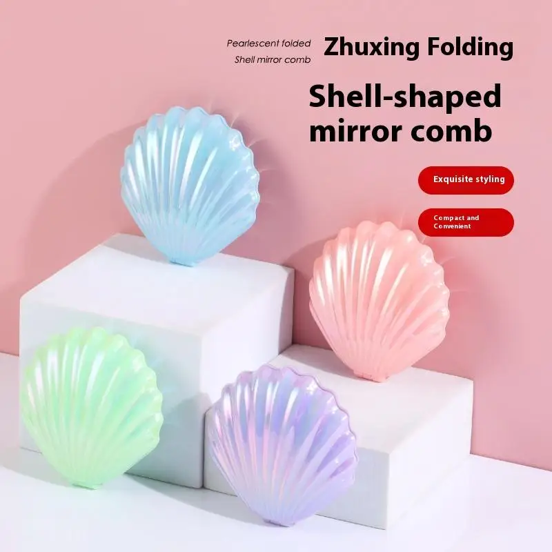Anti-static Comb Multifunctional Practical Plastic Hair Brushes & Combs Shells Folding Comb Airbag Hair Brush With Mirror