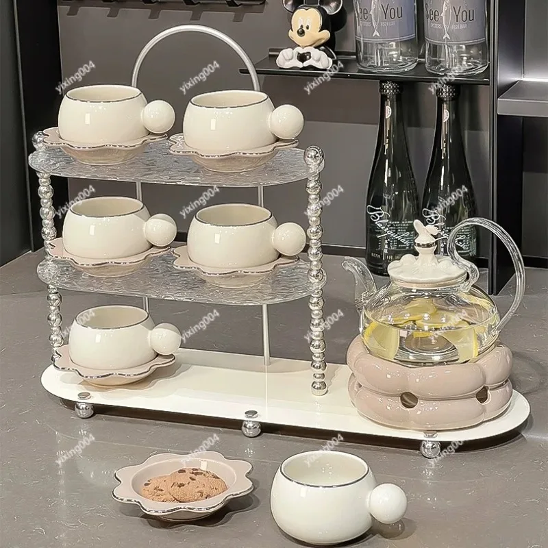 Cream Style Water Pot And Cup Set Complete Tea Drinkware Set for Home Reception