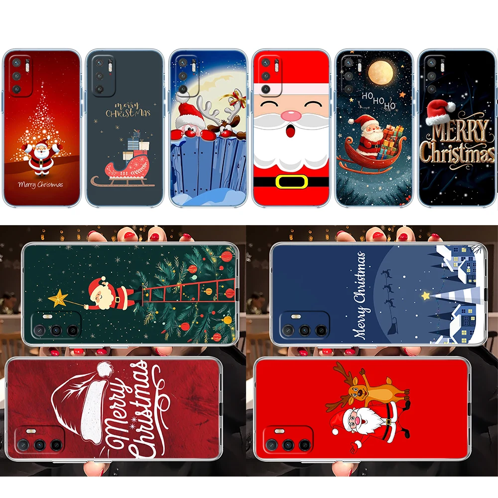 OH36 Merry Christmas Deer Gift Soft Shell Transparent Phone Case for Samsung Galaxy A04 A04S A14 A23 A34 A54 M23 M33 M52 M53