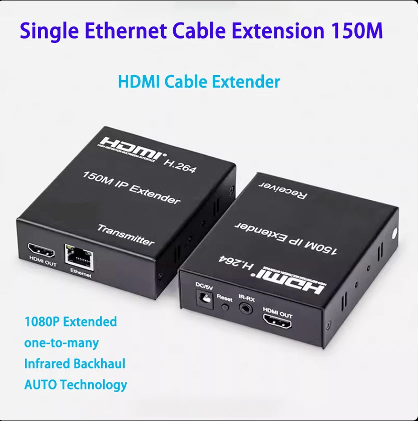 150-Meter HDMI Extender Signal Extender Single Ethernet Cable One-to-Many Switching Transmitter Receiver