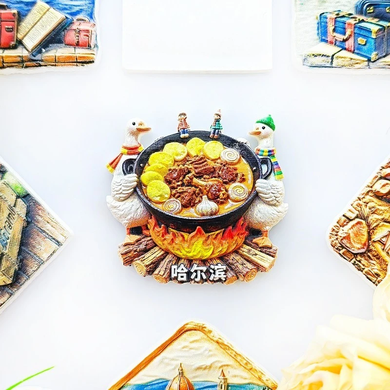 Harbin Stewed Goose Fridge Magnet - Vibrant 3D Northeastern China Cuisine Unique Heilongjiang Foodie Gift Kitchen Decor Souvenir