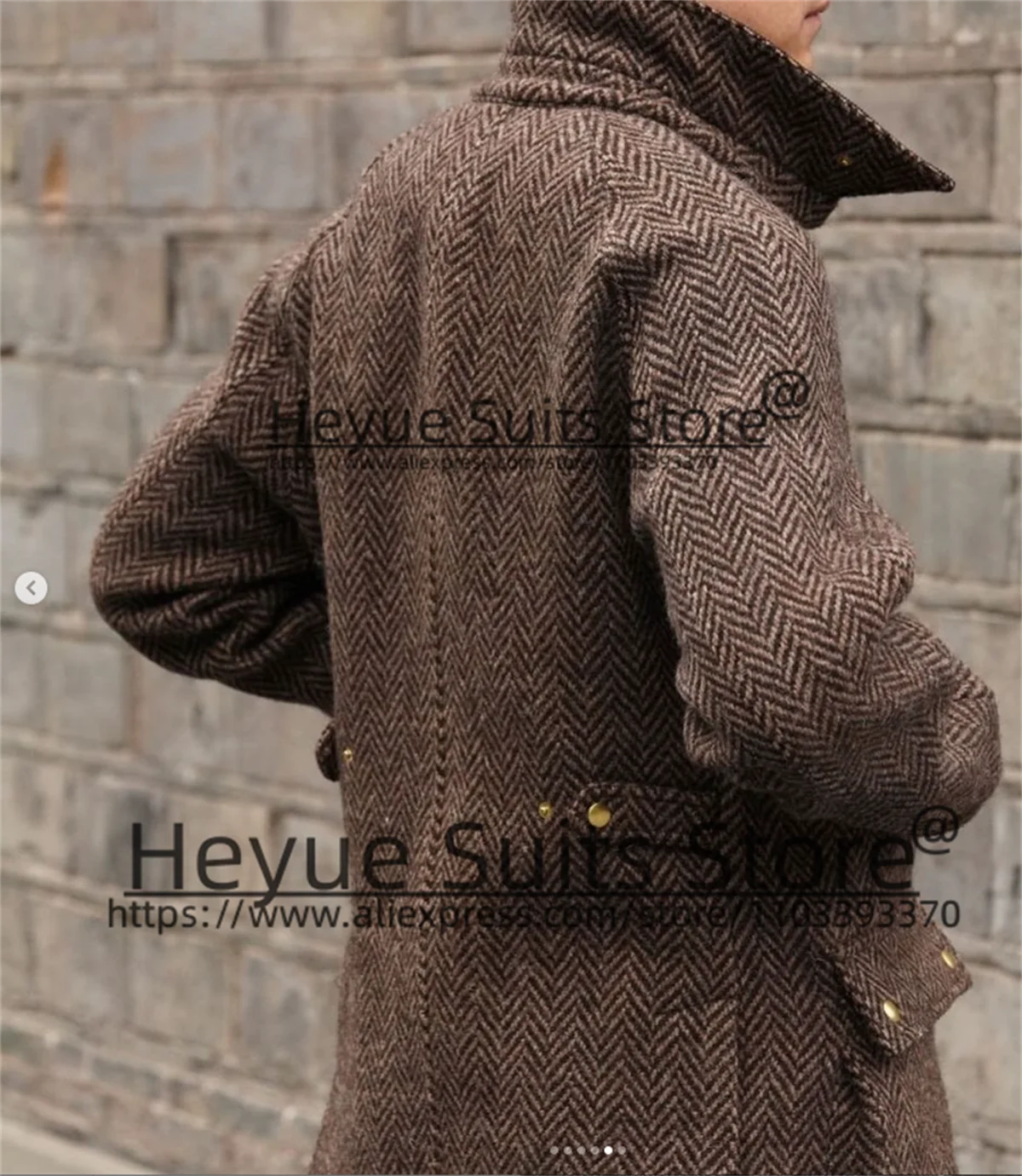 Retro Herringbone Men Suits Slim Fit Stand Collar Formal Groom Wedding Tuxedos Party 2 Pcs Sets Casual Male Blazer Costume Homme