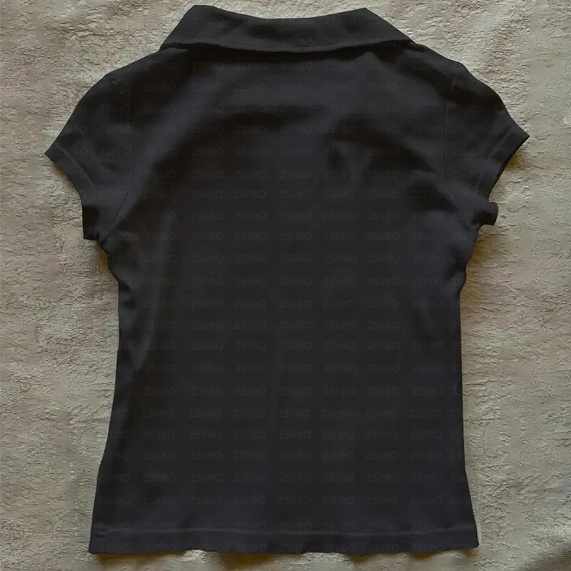 2000s التلبيب أرقام خطابات الصيف جعل المطبوعات القديمة جماليات الموضة قصيرة الأكمام تي شيرت المرأة المحاصيل القمم الشارع خمر القمم #5