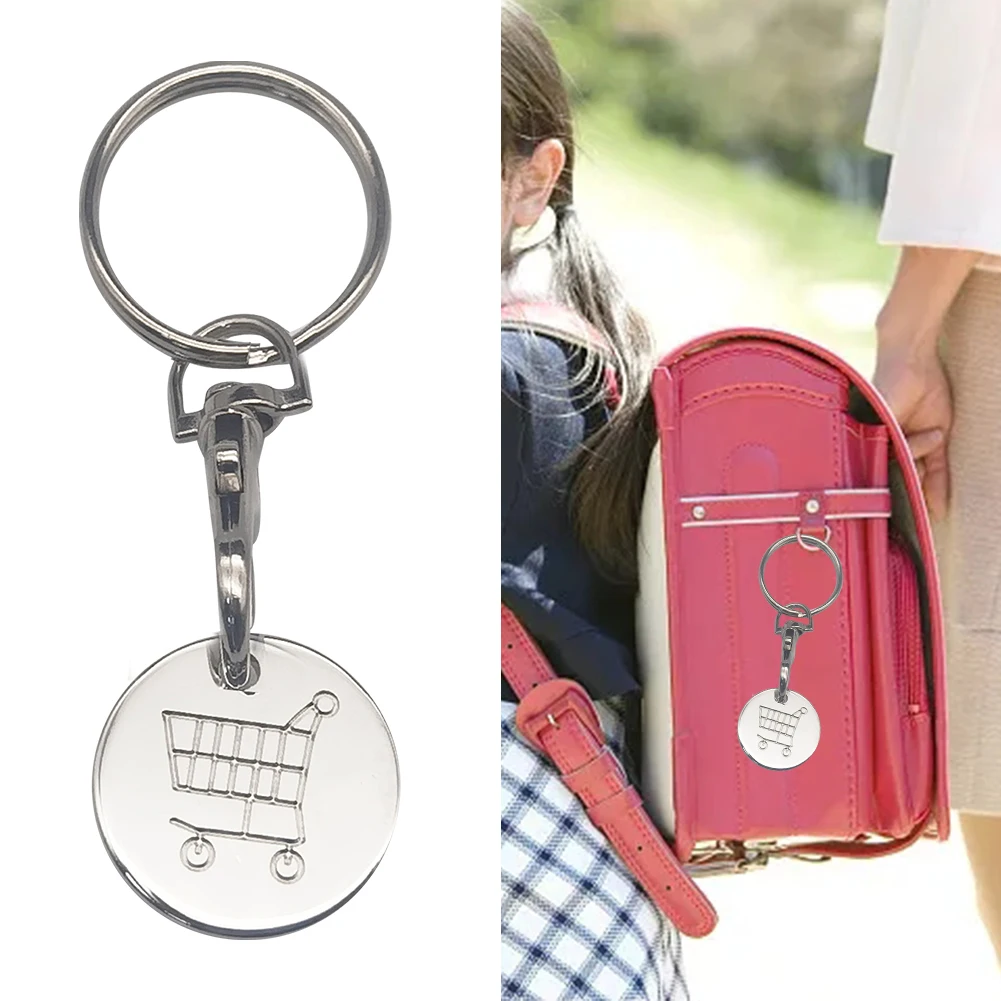 4pcs Shopping Trolley Remover Key Ring Token Chip With Carabiner Hook Practical Metal Portable Universal