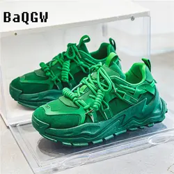 Designer Green Mens Fashion Sneakers Sports Running Shoes Streetwear Men Chunky Sneakers Casual Platform Trainers Shoes for Men