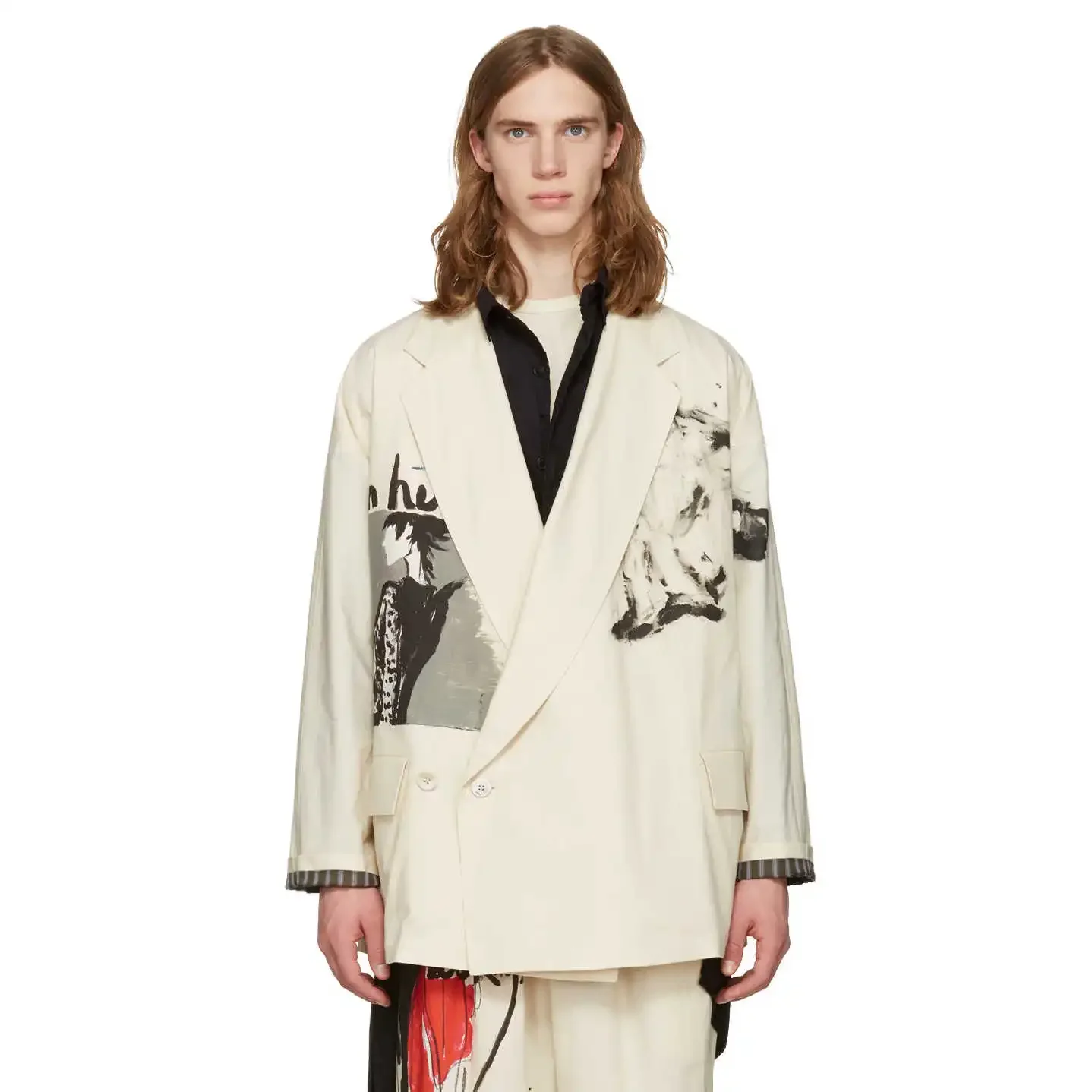 

YOJI OOAK оригинальный дизайн для HIRE Asakura Yukahara, белый костюм с принтом, куртка с расписными кисточками