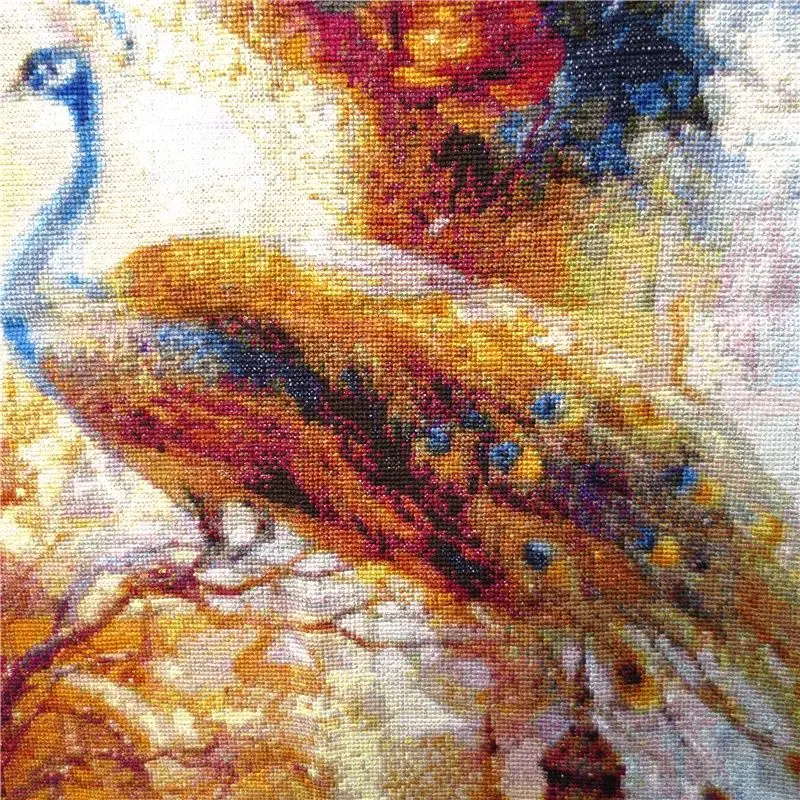 Handmade cross stitch finished product, living room, bedroom, European style full embroidered oil painting, peacock series,