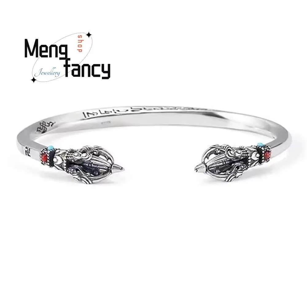 Six Character Chant Zen Staff Bangle Men Retro Adjustable Simple Elegant High-grade Exquisite Handicraft Luxury Quality Jewelry