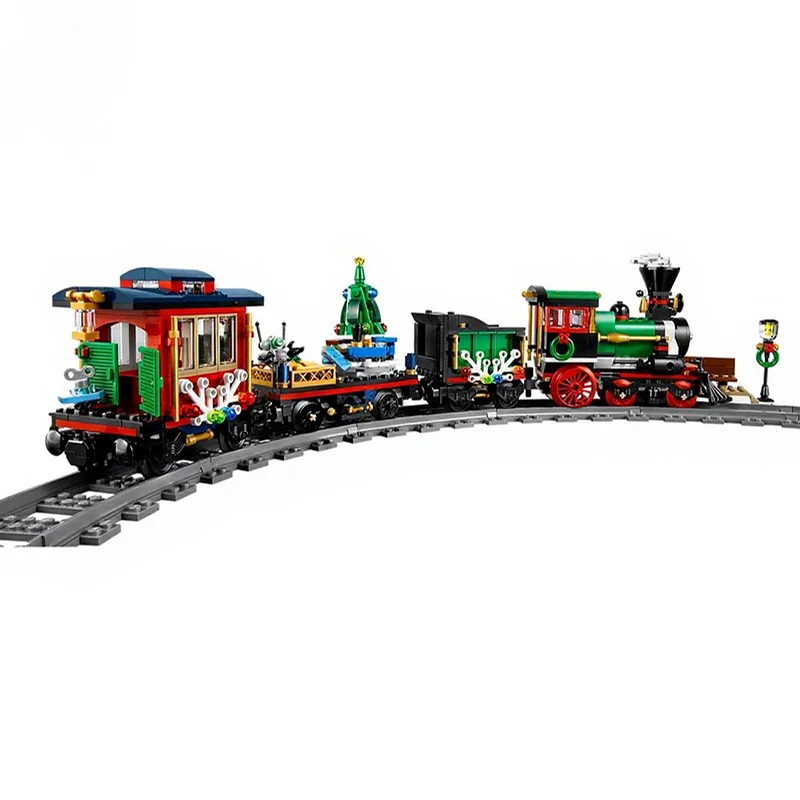 735Pcs Festival Winter Holiday Train Festive Steam Engine Detailed Education Model Building DIY Blocks Birthday Toys Gift