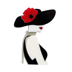 CINDY XIANG Handmade Acrylic Beautiful Wear Big Hat Lady Brooch Fashion Winter Accessories