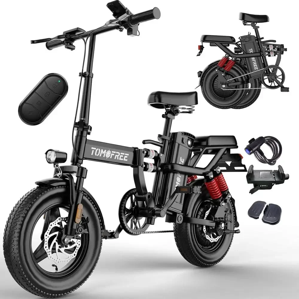 High-Speed Adult Electric Bike, 20-24MPH, 750W, 48V 20AH Battery, 35-75 Miles Range, 10 Shock Absorbers, 14'' Tires