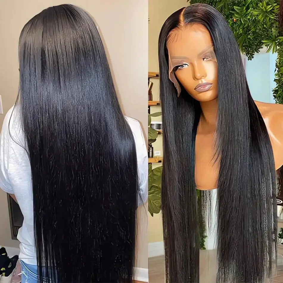 Smooth 13x4 13x6 Bone Straight Lace Frontal Wigs 100% Human Hair Brazilian Pre Plucked HD Transparent Lace Frontal Wig For Women