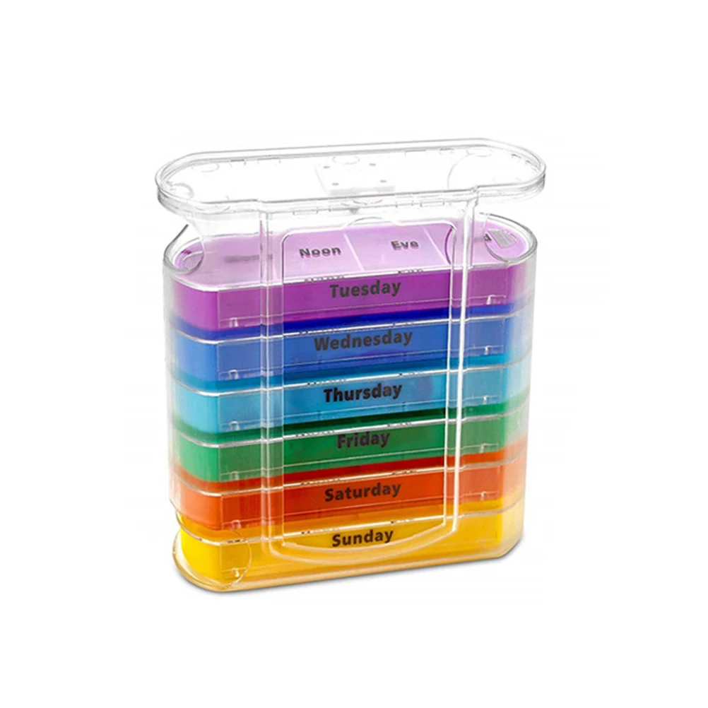 

Pill Box 28 Compartments Portable Travel Medicine Dispenser Holder Eco PP Material Straw Fiber Compact Size Pill Case