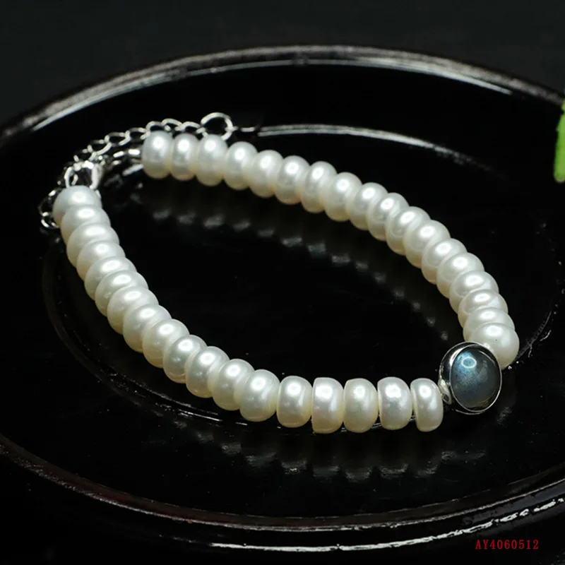 Natural freshwater pearl bracelet steamed bread pearl bracelet moonstone