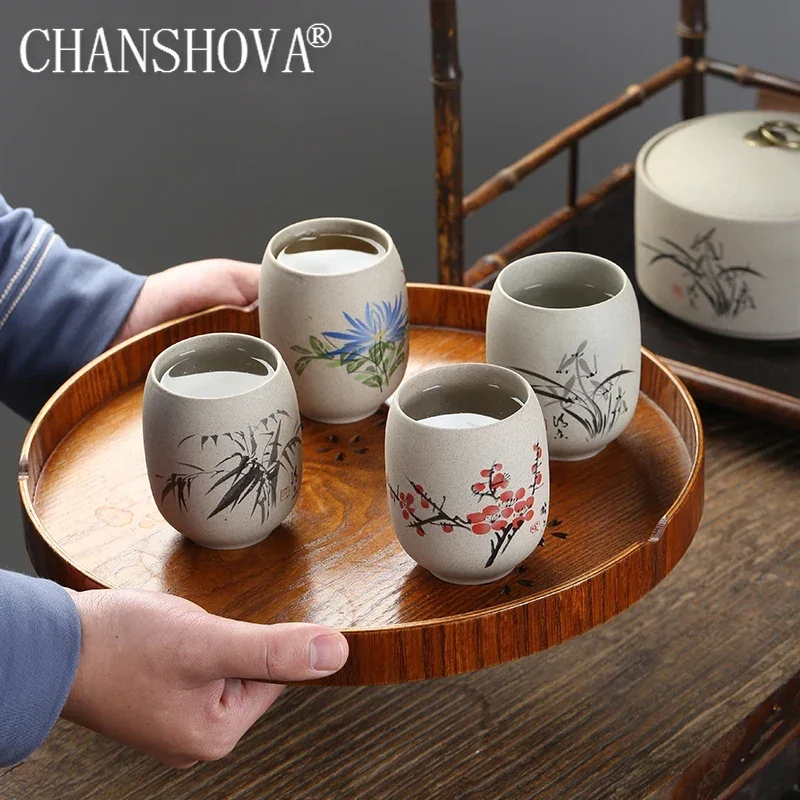 

CHANSHOVA-Traditional Chinese Style Ceramic Teacup, Chinese Coarse Pottery Tea Cup, Coffee Cups and Mugs, 175ml, T047