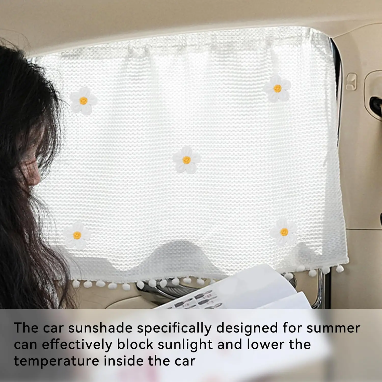 Car Side Window Sun Shade Privacy Curtain for Baby, Blackout UV Protection Car Window Shades with Suction Cup for Back Seat Cute